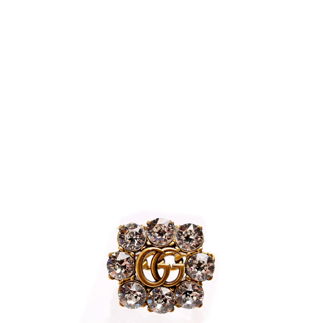 GG Marmont Crystal Ring Size 8 Gold | Keeks Designer Handbags