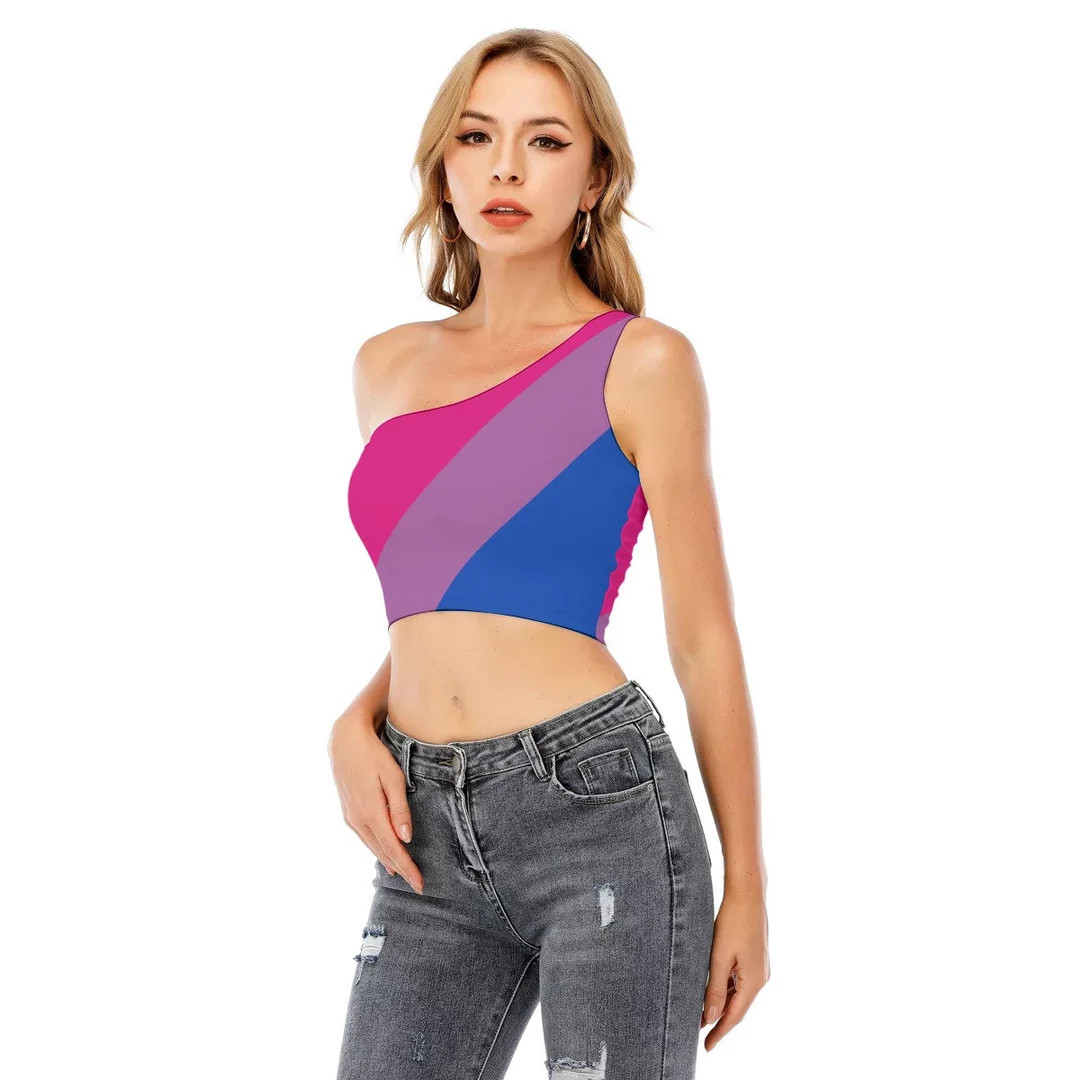 Bisexual Pride One-shoulder Cropped Top, Colors of Bisexual Pride Flag, Bisexual Pride, LGBT Clot... | Etsy (US)