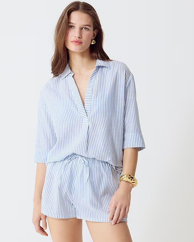 Popover shirt in striped airy gauze | J.Crew US