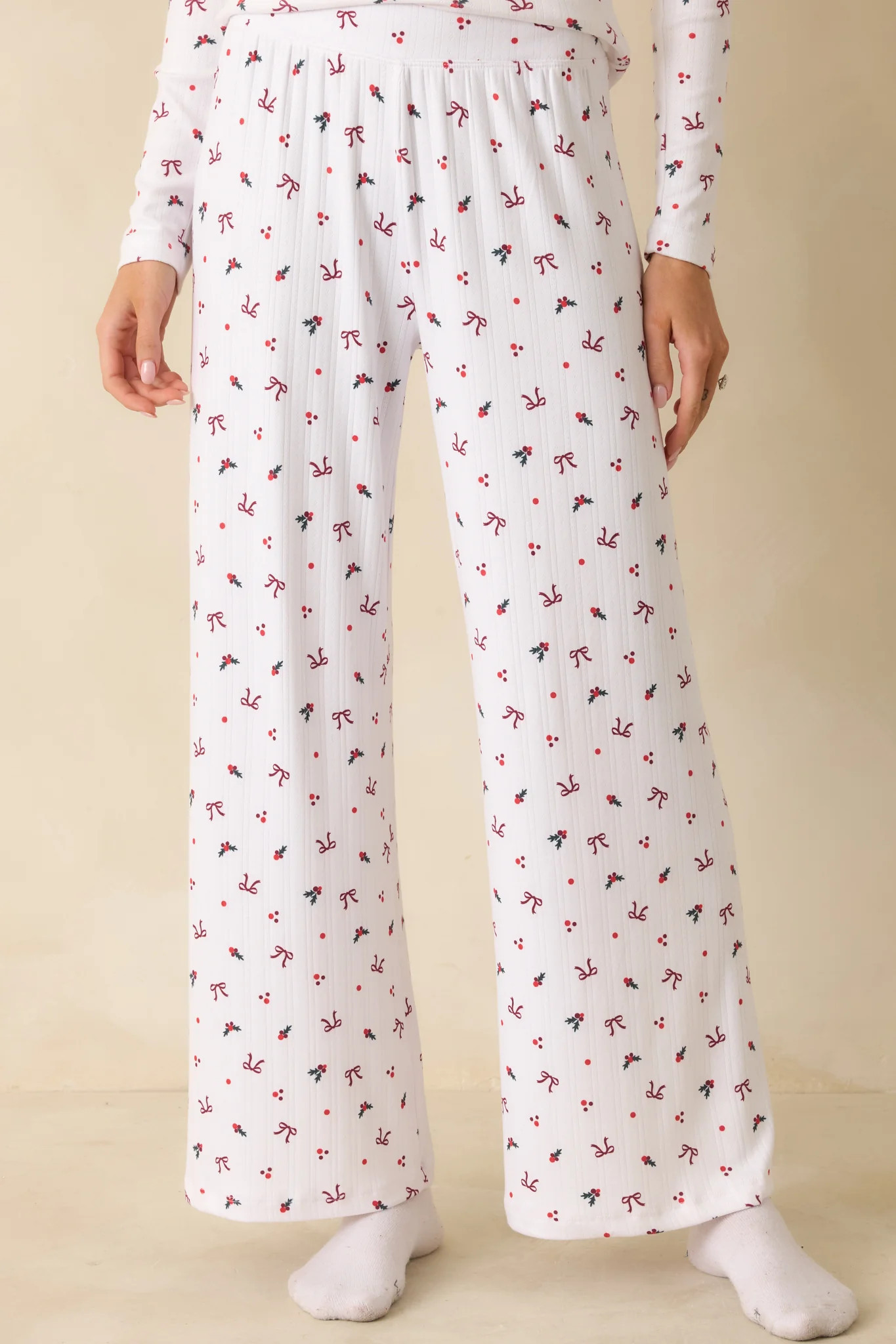 Z Supply White Multi Luxe Holly Pointelle Pajama Pants | Red Dress