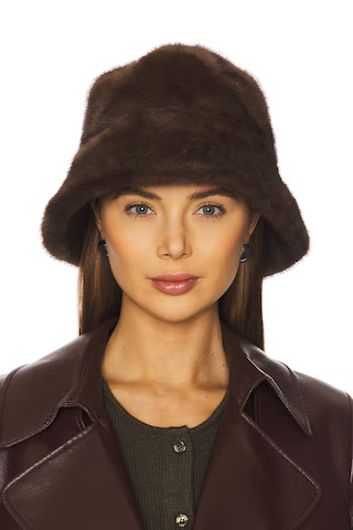Adrienne Landau The Uptown Faux Fur Bucket Hat in Chocolate from Revolve.com | Revolve Clothing (Global)