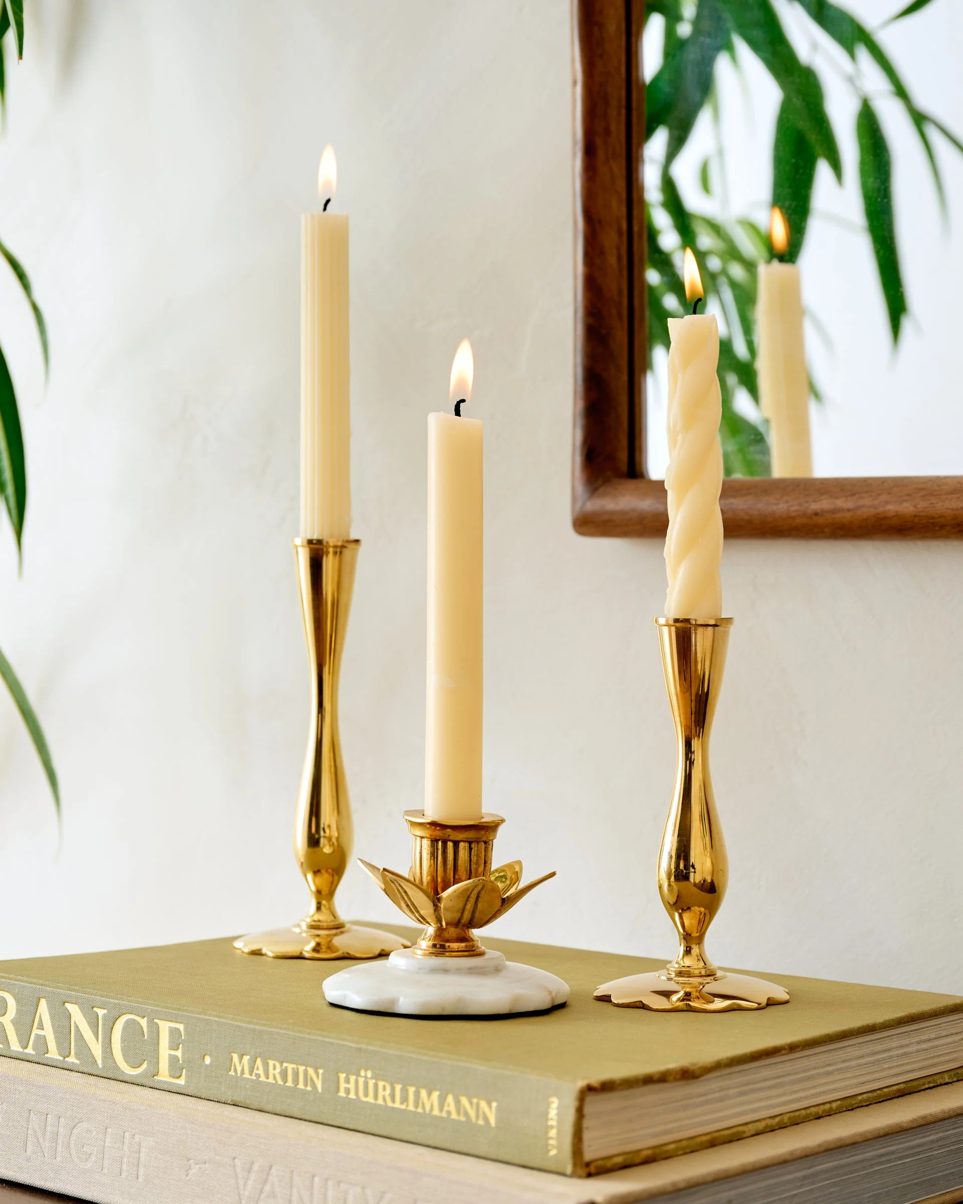 Marble and Brass Tulip Candleholder | Magnolia