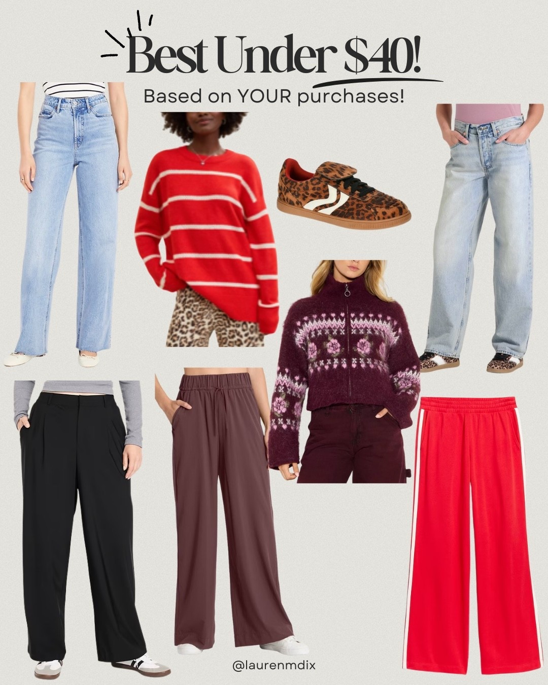 Best under $40! Your favorite, most-purchased winter fashion staples all under $40!! If your wardrobe needs a refresh, start here!! Old navy jeans and pants, aerie sweater and leopard sneakers on sale!  

#LTKFindsUnder50 #LTKOver40 #LTKSaleAlert