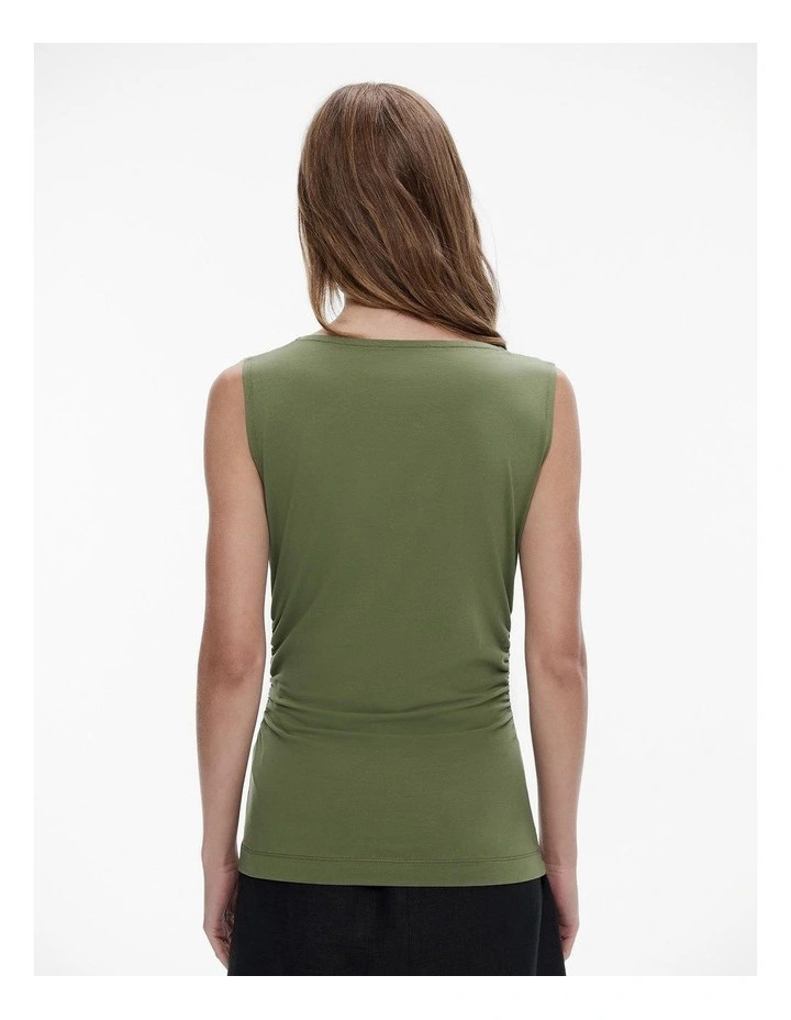 Cotton Blend Gathered Side Tank in Cactus | Myer