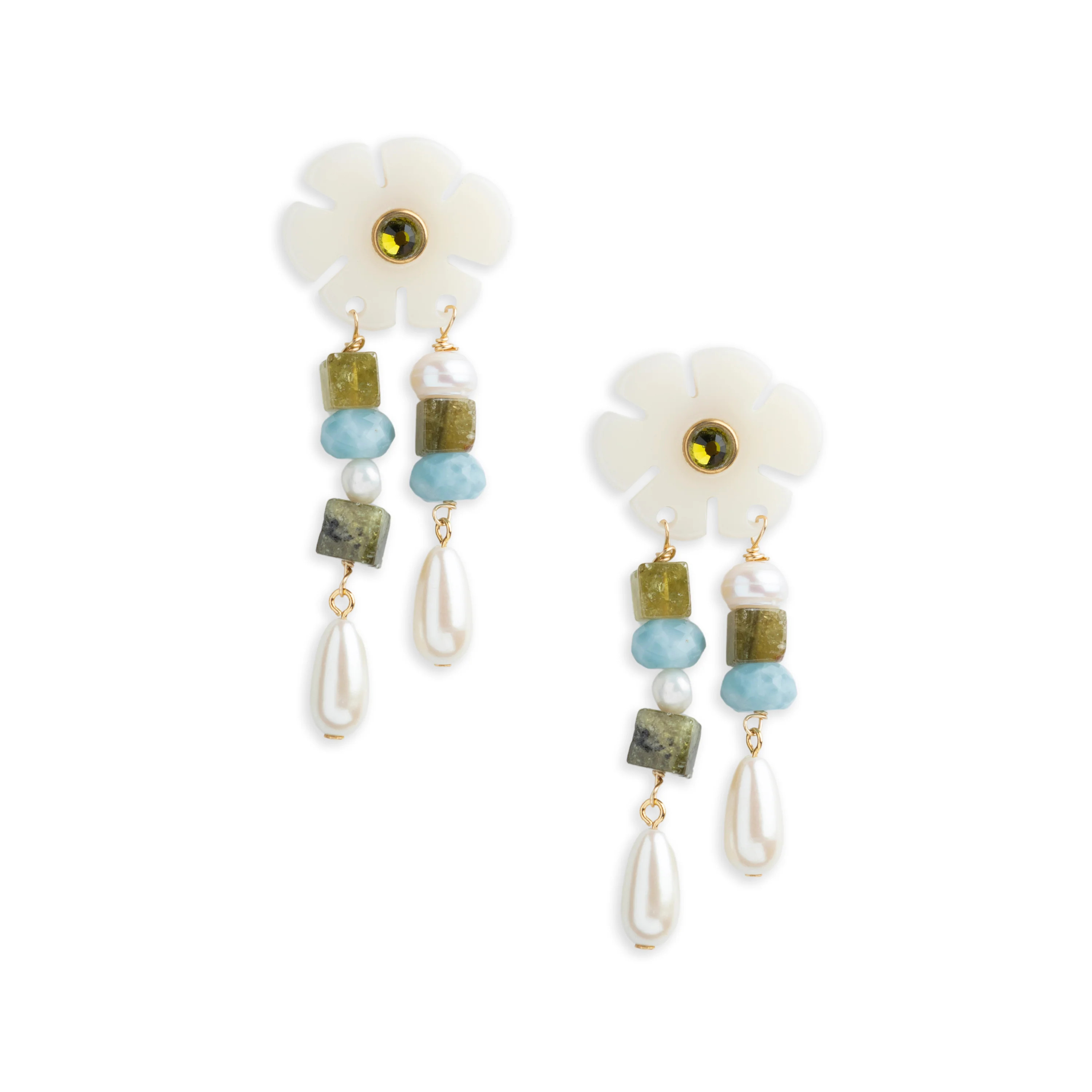 Cream Flower Stone Drops | Neely Phelan