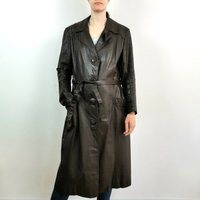 Vintage 70S 80S Genuine Brown Leather Trench Mac Coat Spy Jacket | Etsy (US)