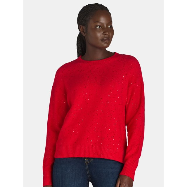 99 Jane Street Women's Sequin Crewneck Sweater, Midweight, Sizes XS-XL - Walmart.com | Walmart (US)