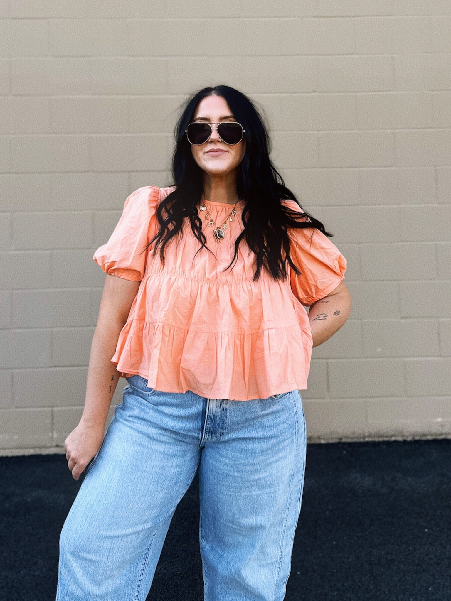 I’m wearing a large in all the pieces!