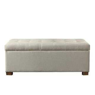 Large Grey Tufted Storage Bench | The Home Depot