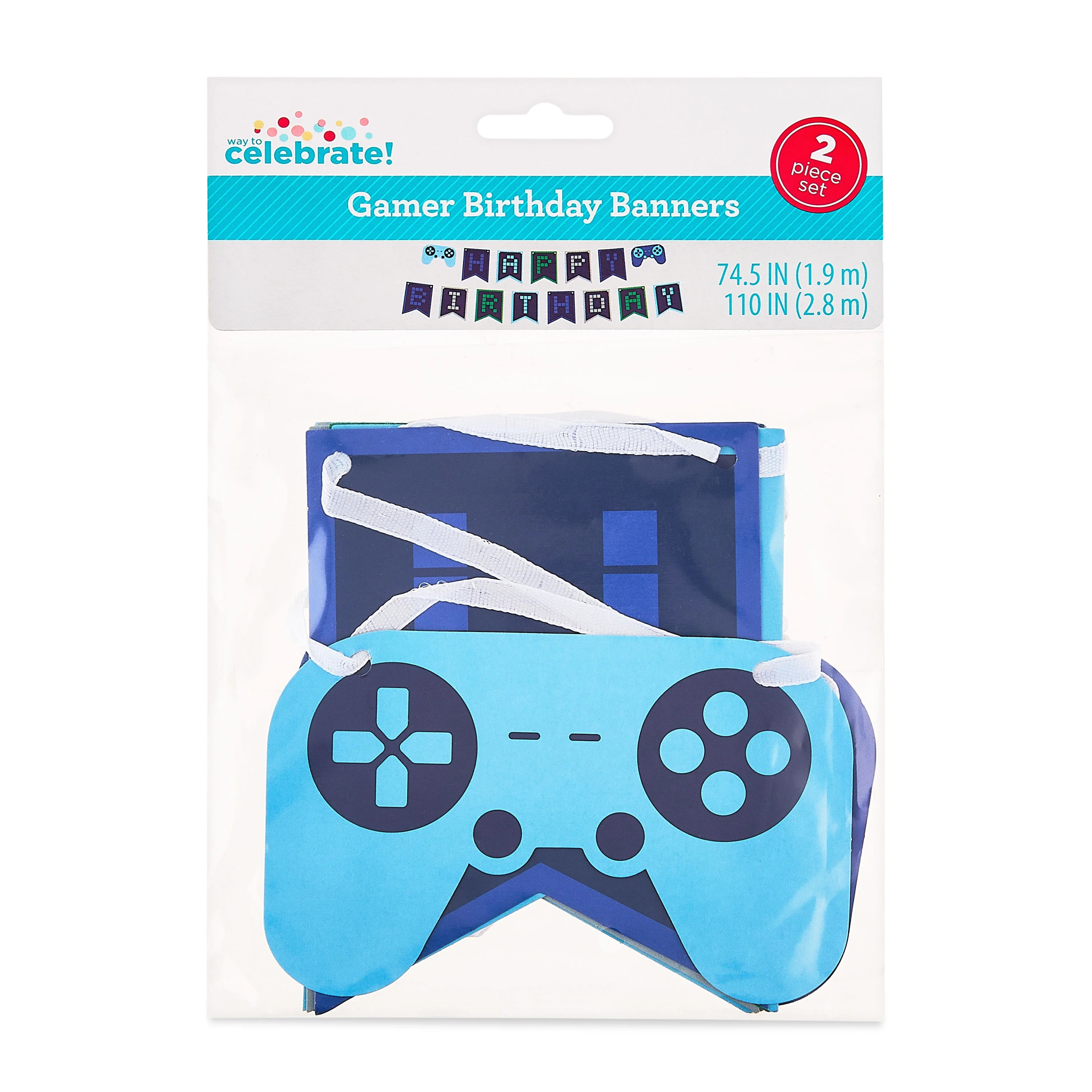 Navy Blue Gamer Happy Birthday Paper Banner, 9', by Way To Celebrate | Walmart (US)