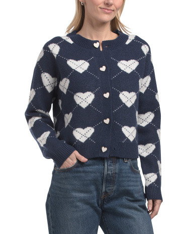 Heart Argyle Cardigan | TJ Maxx