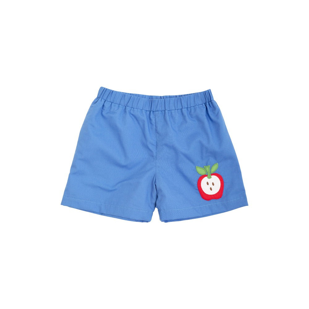Shelton Shorts - Barbados Blue with Apple Applique | The Beaufort Bonnet Company