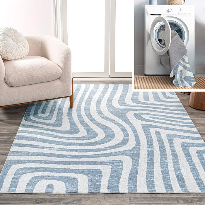 JONATHAN Y WSH309A-8 Maze Abstract Two-Tone Low-Pile Machine-Washable Area Rug, Contemporary, Mod... | Amazon (US)