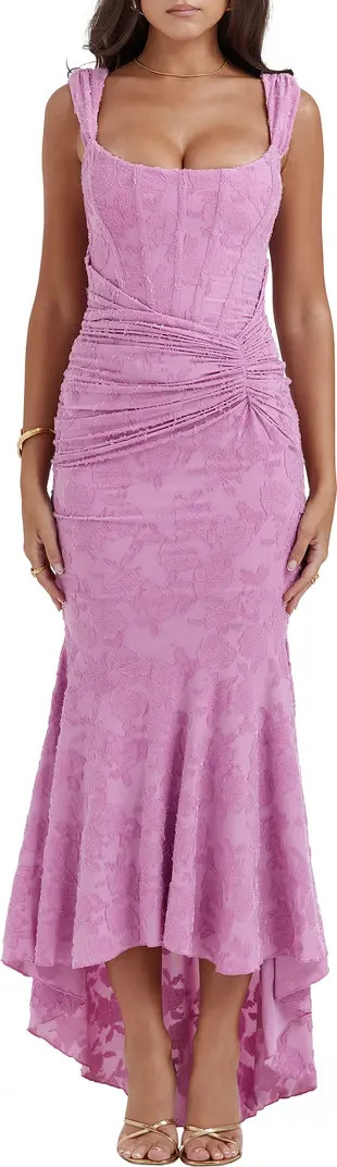HOUSE OF CB Cesca Floral Ruched High-Low Corset Dress | Nordstrom | Nordstrom