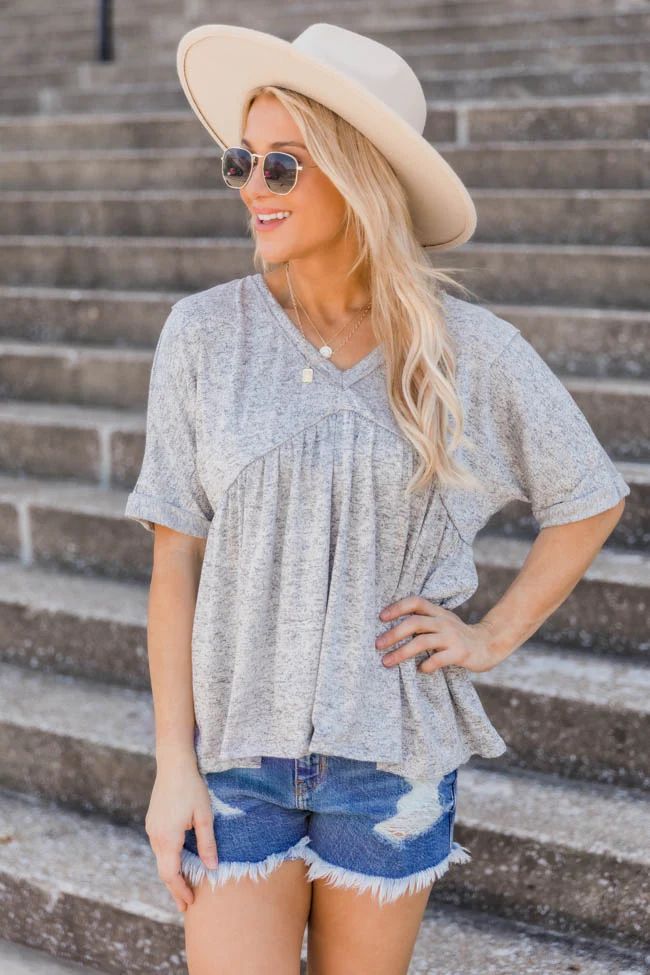 Follow The Beat Peplum Dark Grey Tee | The Pink Lily Boutique