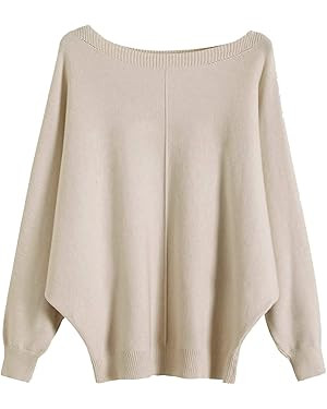 GABERLY Boat Neck Batwing Sleeves Dolman Knitted Sweaters and Pullovers Tops for Women | Amazon (US)