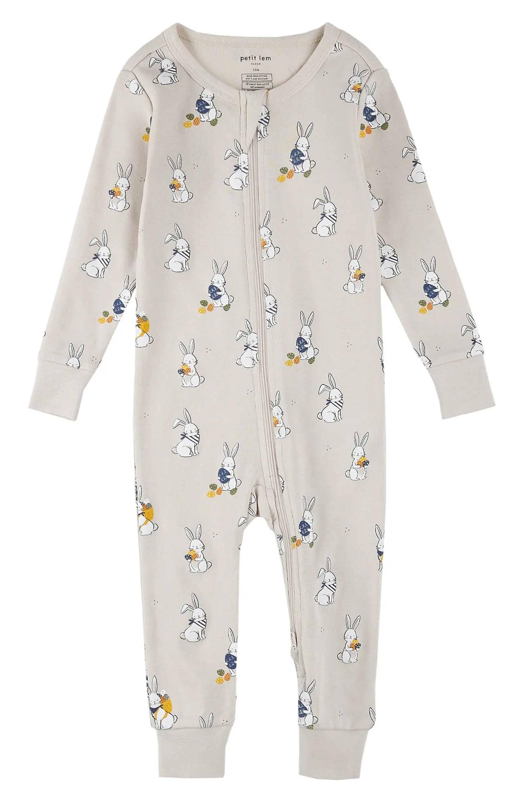 Egg Hunt Print Organic Cotton Fitted One-Piece Pajamas | Nordstrom