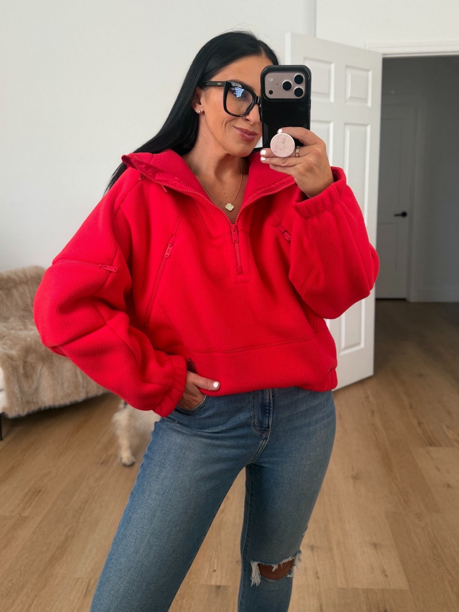 Free People Wild And Free Fleece Pullover wearing size small. 
