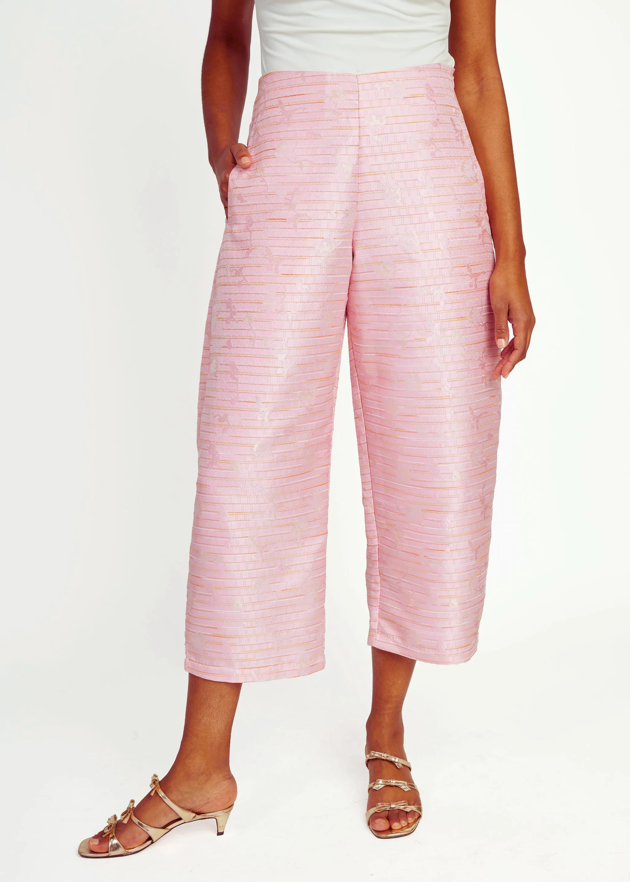 Taylor Pant Pink Textured Dupioni | Abbey Glass
