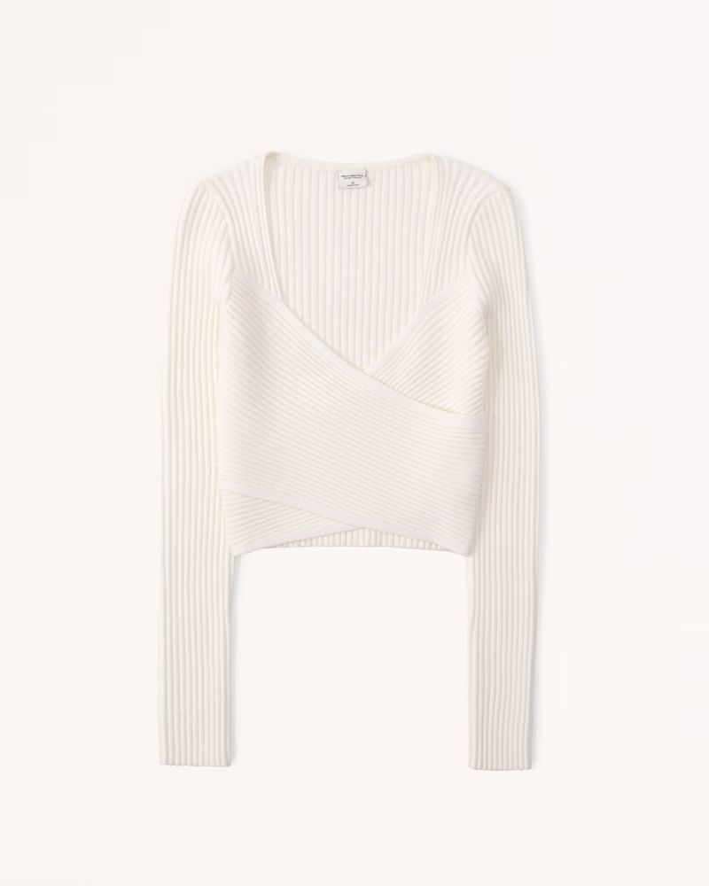 Long-Sleeve Sweater Wrap Top | Abercrombie & Fitch (US)