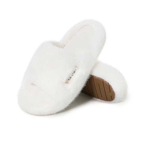 Women's House Slippers Fuzzy Platform Slides Faux Fur Fluffy Sandals Winter Memory Foam Cloud Footwear Latex Insoles | Amazon (US)
