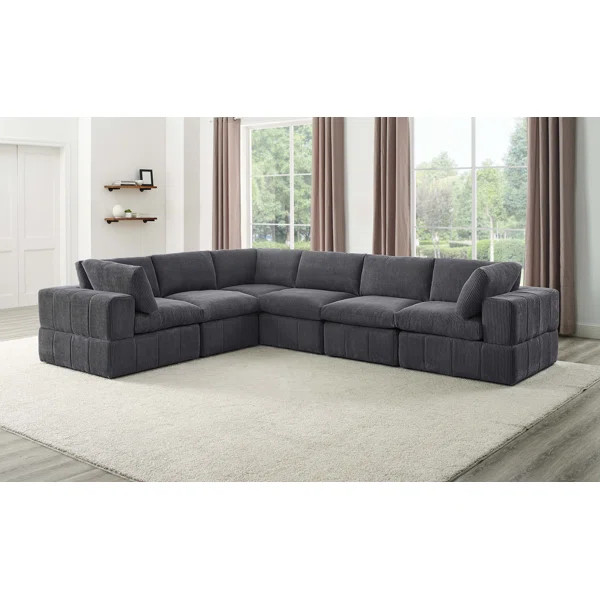 Aurel 6 - Piece Corduroy Sectional | Wayfair North America