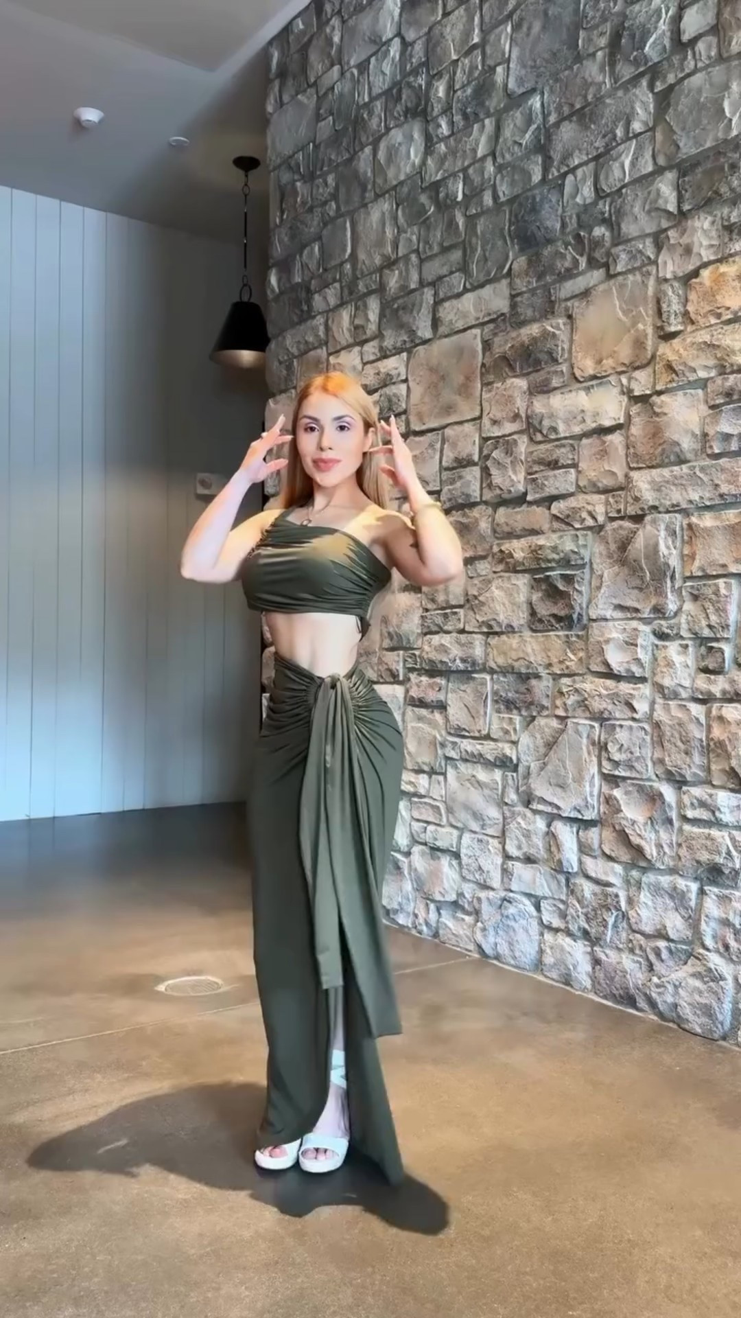 This is your sign to grab the summer set 🍸🌿
Girls… I’m so in love with this olive green two-piece set! It’s giving poolside goddess, dinner-date glam, and that effortless sexy vibe — all at once. The top is one-shoulder, the skirt wraps around the body perfectly, and the fabric? Light, flowy, and super flattering.

I’m wearing the Bahamas One Shoulder Crop Top + Wrap Maxi Skirt from @vici in size XS for reference, and trust me — it hugs in all the right places. Comes in other colors too, but this green? She’s the moment 💚✨

Perfect for a beach vacation, summer parties, or just when you want to feel extra confident without trying too hard.