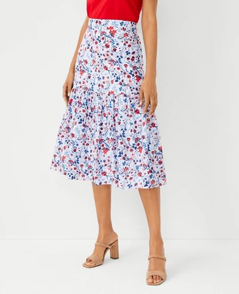 Floral Flounce Midi Skirt | Ann Taylor (US)