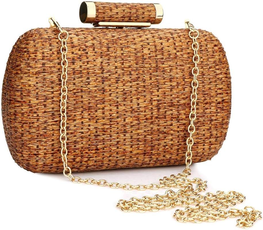 YYW Straw Clutch Purse for Women Wedding Hand-Woved Evening Straw Handbag Party Wedding Summer Be... | Amazon (US)