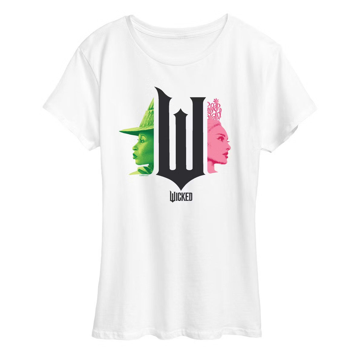 Women's - Wicked - Glinda and Elphaba Faces with Logo Short Sleeve Graphic T-Shirt | Target