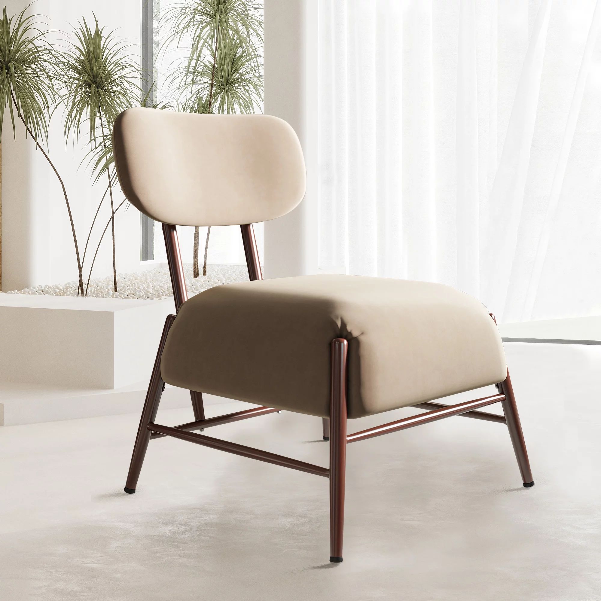 BELLEZE Mid Century Modern Velvet Accent Chair, Elegant Vintage Style Armless Seating, Contempora... | Walmart (US)