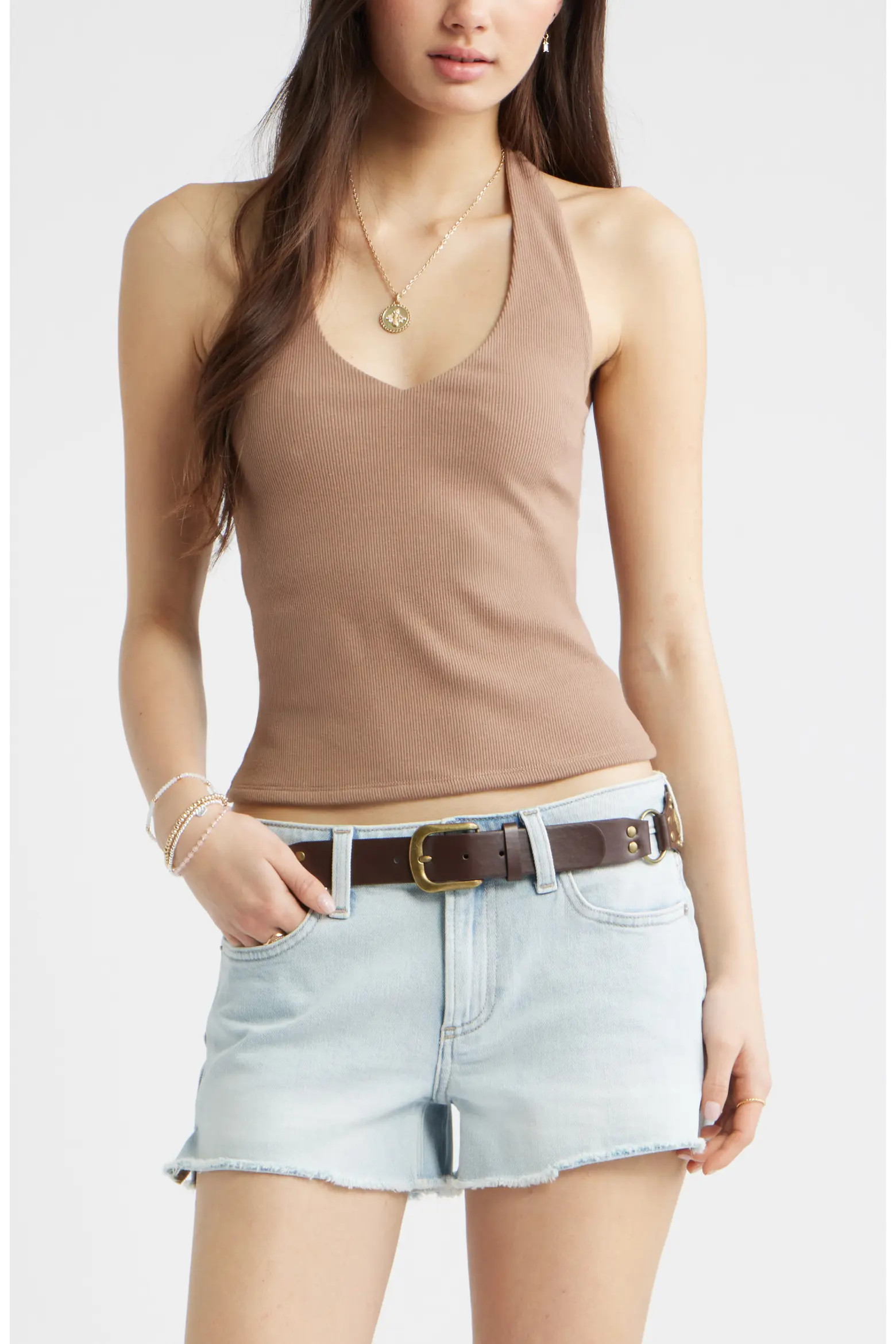 V-Neck Rib Halter Top (Women) | Nordstrom | Nordstrom