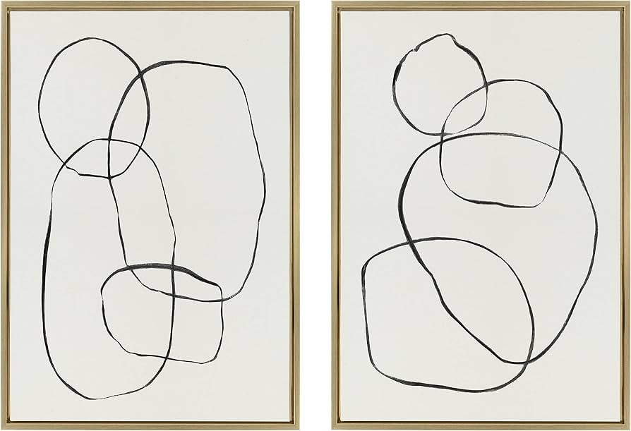 Kate and Laurel Sylvie Sylvie Modern Circles and Going in Circles Framed Linen Textured Canvas Wa... | Amazon (US)