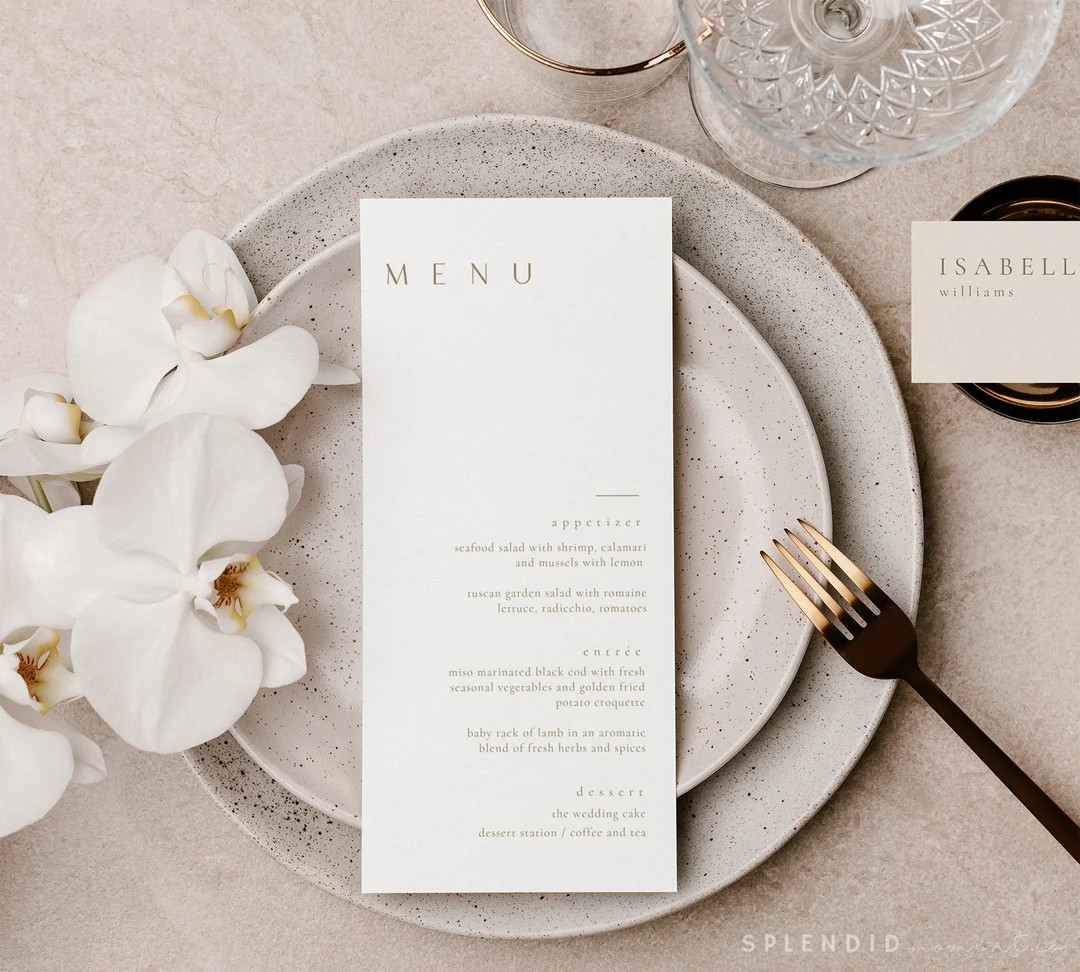 Modern Wedding Menu, Minimal Wedding Menu Template, Rust Gold Menu, Printable Gold Wedding Menu, ... | Etsy (CAD)