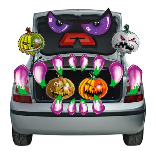 COLAYERIST 18PCS Trunk or Treat Decorations for Suv, Halloween Trunk or Treat Car Decorations Kit, Car Halloween Decorations Scary Fangs Monster and Pumpkin Balloons for Archway, Car Decor, Garage | Amazon (US)