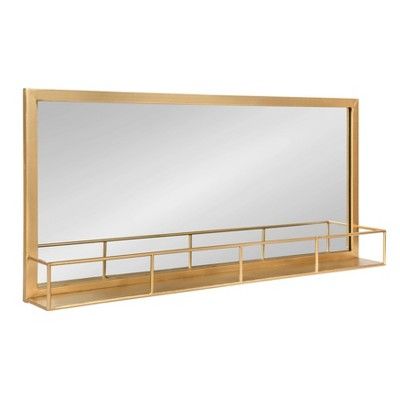 18" x 40" Jackson Metal Frame Mirror with Shelf Gold - Kate & Laurel All Things Decor | Target