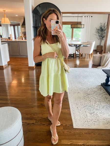 This citron yellow color is Summer perfect. Light, breezy sundress. 
XS. Also in white and black
4” shorts that I wear underneath in size small


#LTKOver40 #LTKSeasonal #LTKStyleTip