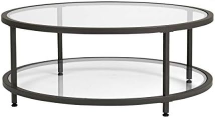 Studio Designs Home Camber Round Glass Coffee Table In Pewter With Clear Glass, Living Room Coffe... | Amazon (US)