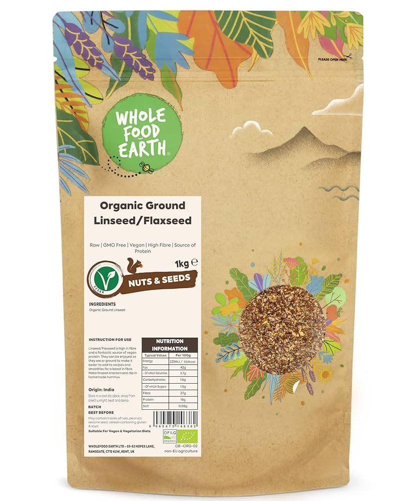 Wholefood Earth Organic Ground Linseed/Flaxseed - 1kg - High Fibre - Source of Protein - Certifie... | Amazon (UK)