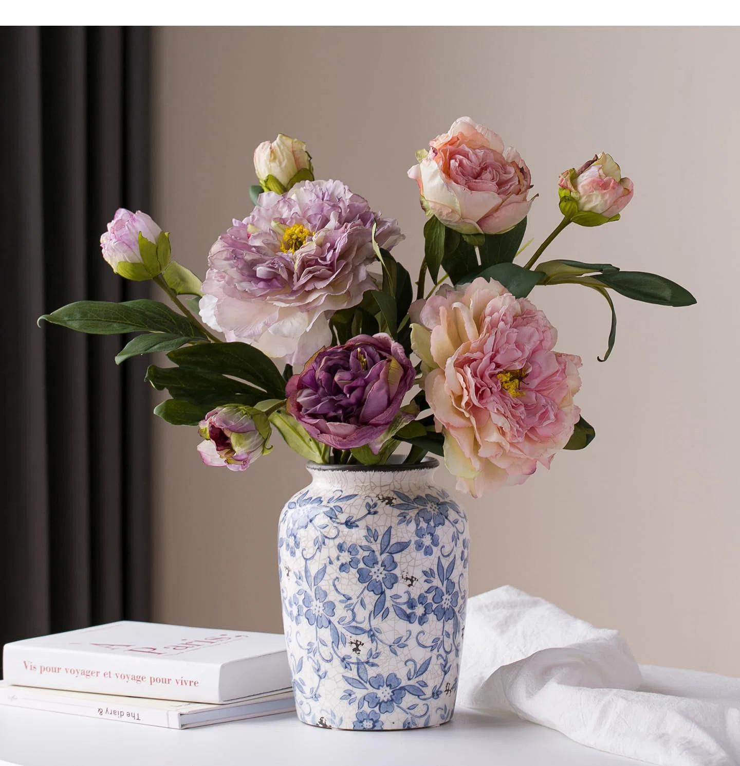 Light Blue White Vase Flower Ceramic Porcelain Vintage Floral 8" H | Wayfair North America