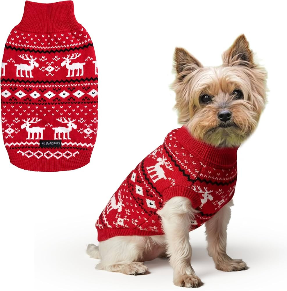 Spark Paws Christmas Dog Sweater – Ultra Soft Holiday Knit Sweater for Small, Medium & Large Do... | Amazon (US)