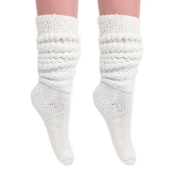 Extra Long Heavy Slouch Socks White 2 Pair Size 9-11 | Walmart (US)