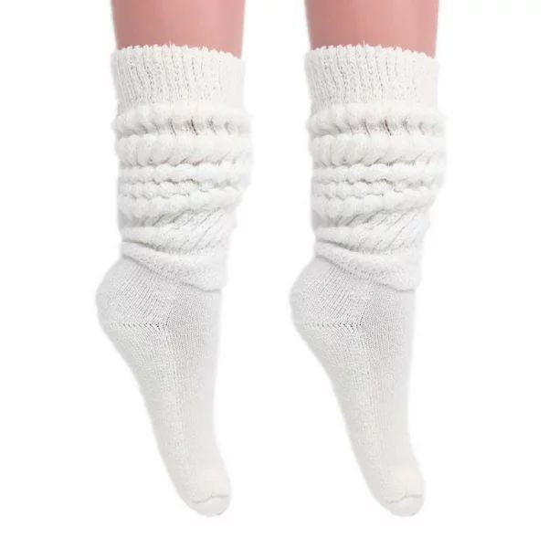 Extra Long Heavy Slouch Socks White 2 Pair Size 9-11 | Walmart (US)