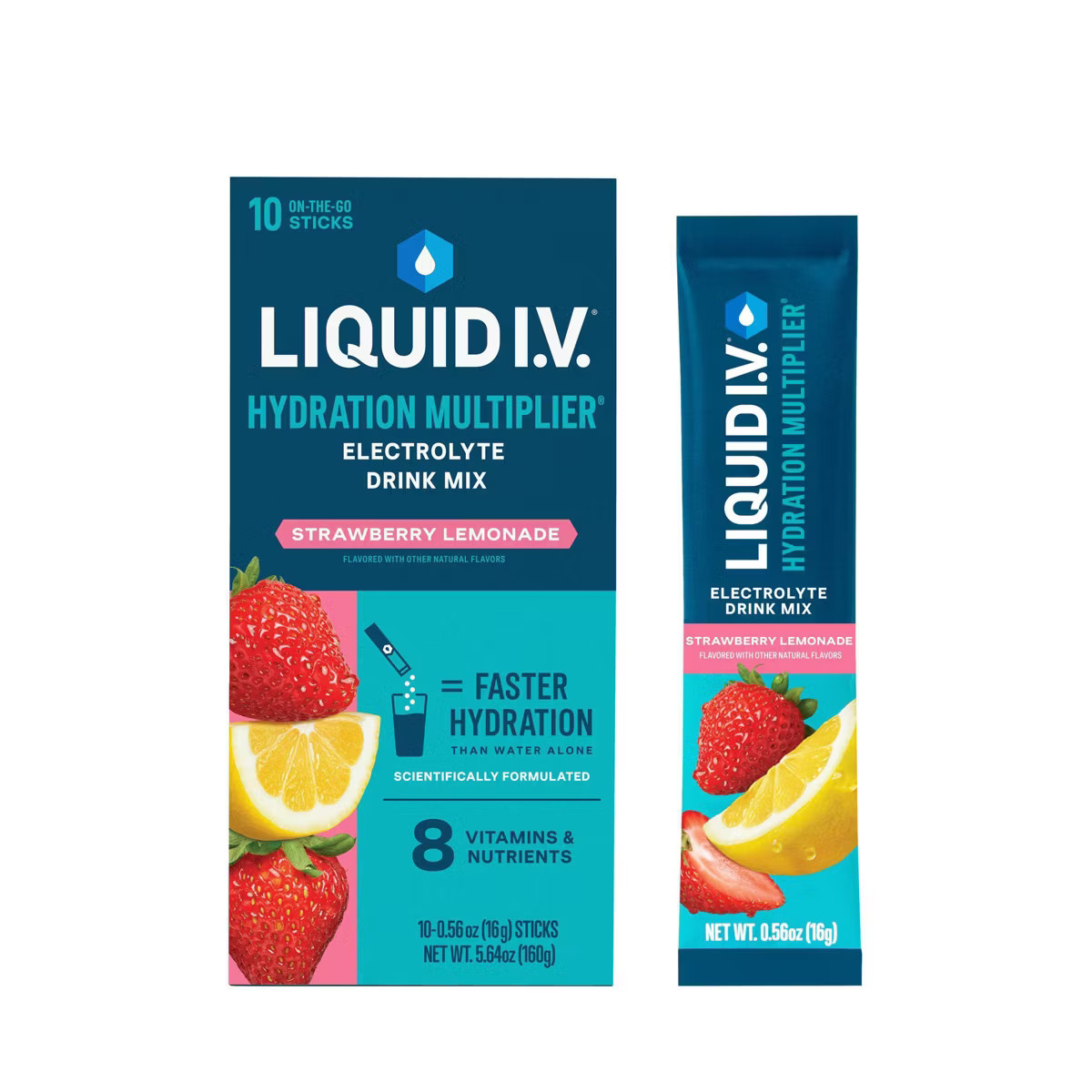 Liquid I.V. Hydration Multiplier Vegan Powder Electrolyte Supplements - Strawberry Lemonade - 0.5... | Target