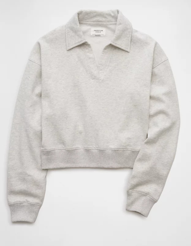 AE Cropped Polo Sweatshirt | American Eagle Outfitters (US & CA)