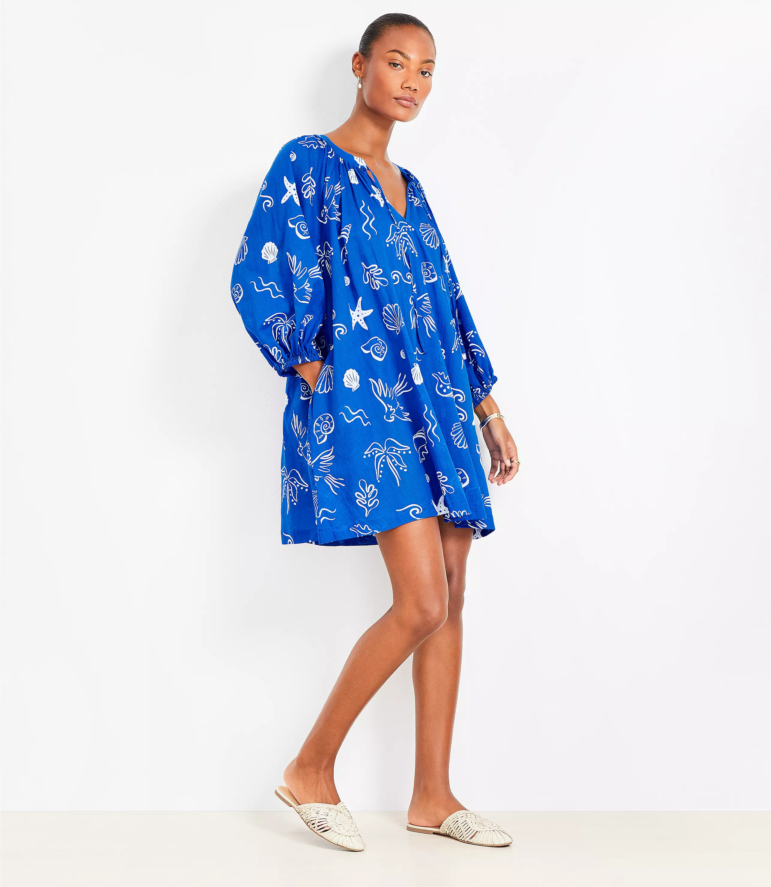 LOFT Beach Seaside Tie Neck Pocket Swimsuit Coverup | LOFT