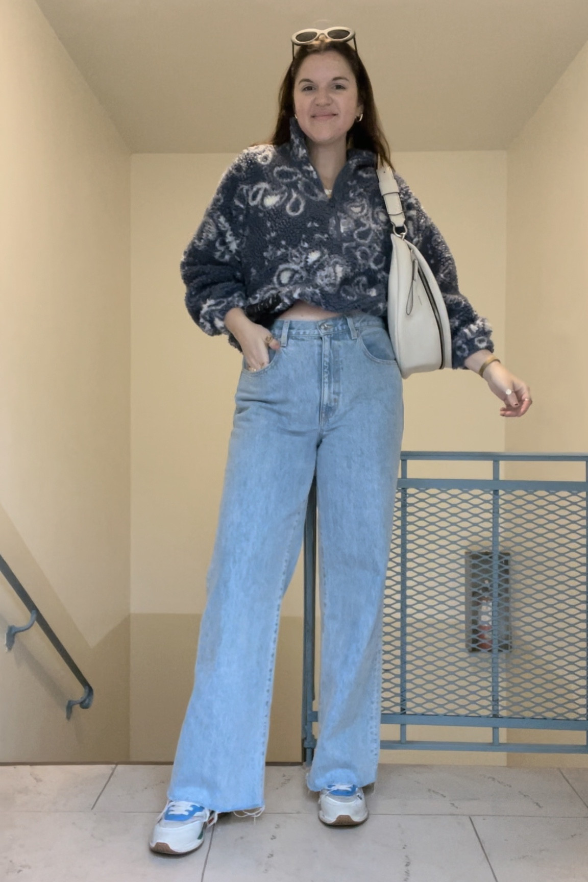 ASOS Only teddy zip pullover in blue paisley print, Sherpa, comfy clothes, casual outfit, budget friendly, affordable, Amazon, SLVRLAKE Grace High Rise Wide Leg Jeans, light wash, shopbop, on sale now, gold jewelry from Amazon, rings, Proenza Schouler White Label logo-print belt bag, designer handbag, Fanny pack, shoulder bag, white and black, crossbody, urban outfitters Clem Chunky Oval black Sunglasses, Gucci Ultrapace leather trainers, white sneakers, comfy shoes 

#LTKstyletip #LTKunder100 #LTKunder50