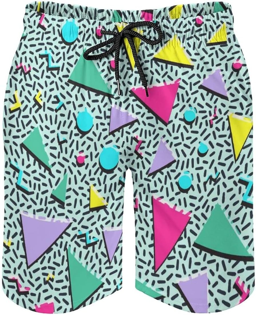 Artsadd 80s 90s Shorts for Men Retro Swim Trunks Vintage Memphis Summer Beach Party Quick Dry Board  | Amazon (US)