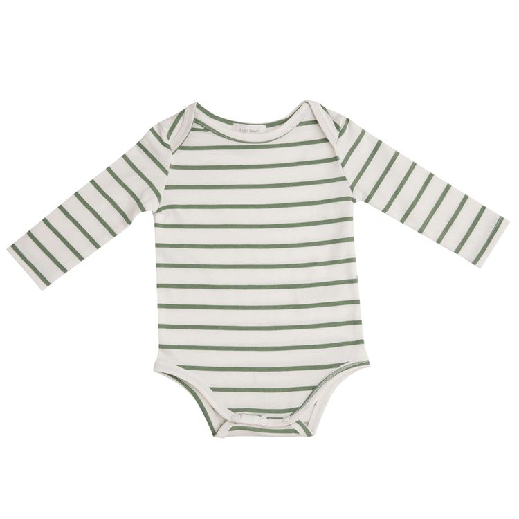 Organic Long Sleeve Bodysuit, Green Stripe | SpearmintLOVE
