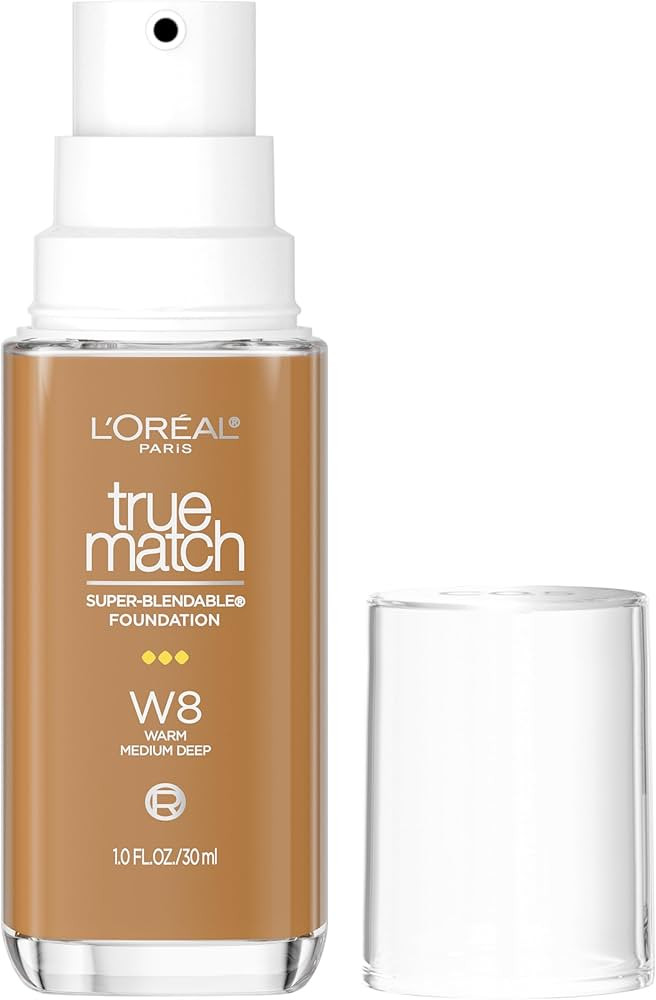 L'Oreal Paris True Match Super-Blendable Foundation, Medium Coverage Liquid Foundation Makeup, W8... | Amazon (US)